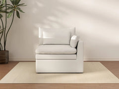 Deluxe Cloud 1-Seater White Small Space Single Sofa | 1-Piece, Linen Look Poly Fabric, Living Room Accent, Easy To Clean