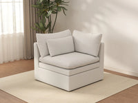 Deluxe Cloud 1-Seater White Small Space Single Sofa | 1-Piece, Linen Look Poly Fabric, Living Room Accent, Easy To Clean