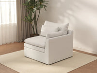 Deluxe Cloud 1-Seater White Small Space Single Sofa | 1-Piece, Linen Look Poly Fabric, Living Room Accent, Easy To Clean