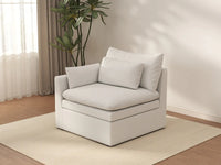 Sofá individual blanco de una plaza Deluxe Cloud para espacios pequeños | 1 pieza, tela de poliéster con aspecto de lino, decorativo para sala de estar, fácil de limpiar