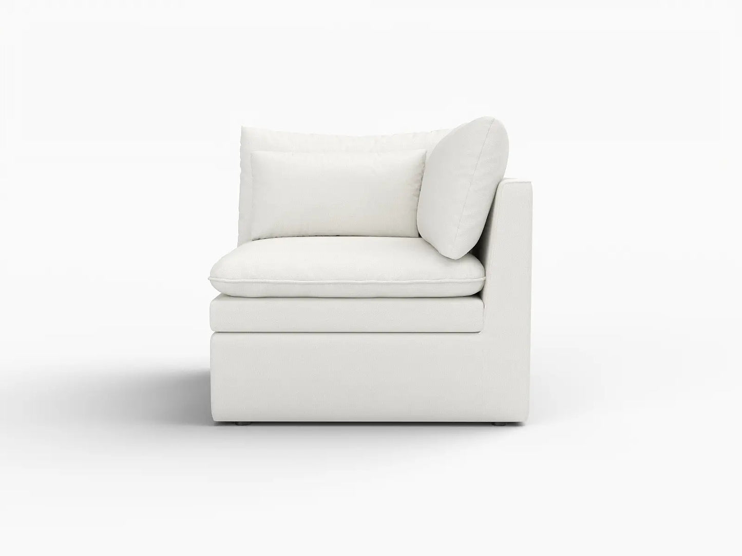 Deluxe Cloud 1-Seater White Small Space Single Sofa | 1-Piece, Linen Look Poly Fabric, Living Room Accent, Easy To Clean