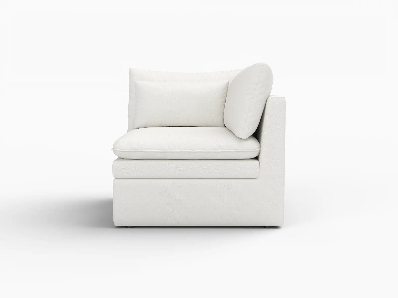 Deluxe Cloud 1-Seater White Small Space Single Sofa | 1-Piece, Linen Look Poly Fabric, Living Room Accent, Easy To Clean