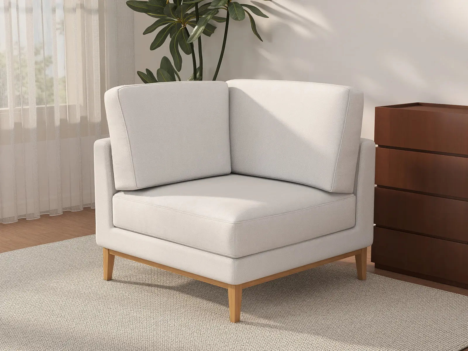 Deluxe Cloud 1-Seater White Small Space Single Sofa | 1-Piece, Linen Look Poly Fabric, Living Room Accent, Easy To Clean