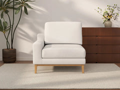 Deluxe Cloud 1-Seater White Small Space Single Sofa | 1-Piece, Linen Look Poly Fabric, Living Room Accent, Easy To Clean