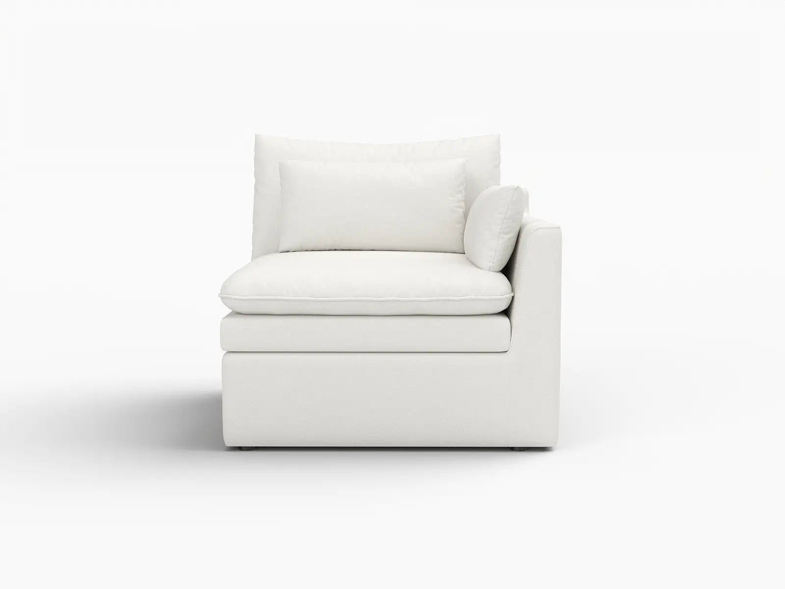 Deluxe Cloud 1-Seater White Small Space Single Sofa | 1-Piece, Linen Look Poly Fabric, Living Room Accent, Easy To Clean