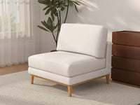 Deluxe Cloud 1-Seater White Small Space Single Sofa | 1-Piece, Linen Look Poly Fabric, Living Room Accent, Easy To Clean