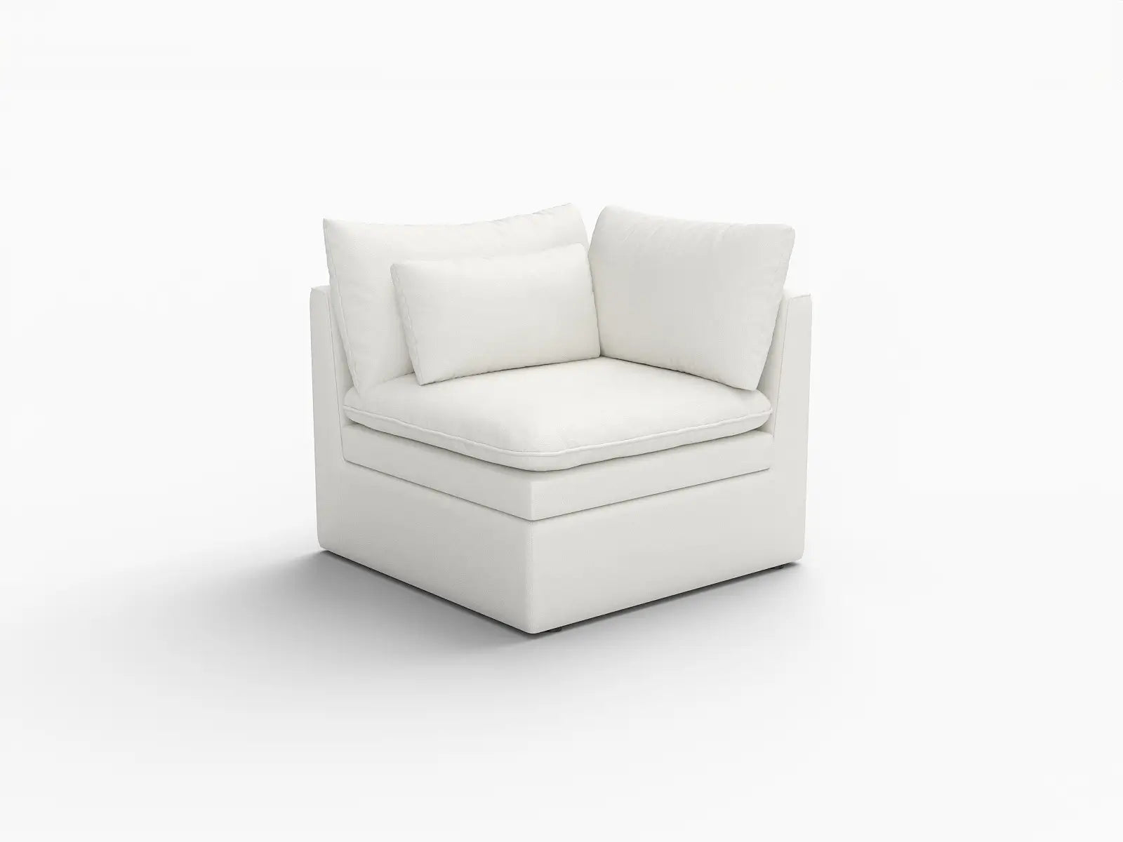 Deluxe Cloud 1-Seater White Small Space Single Sofa | 1-Piece, Linen Look Poly Fabric, Living Room Accent, Easy To Clean