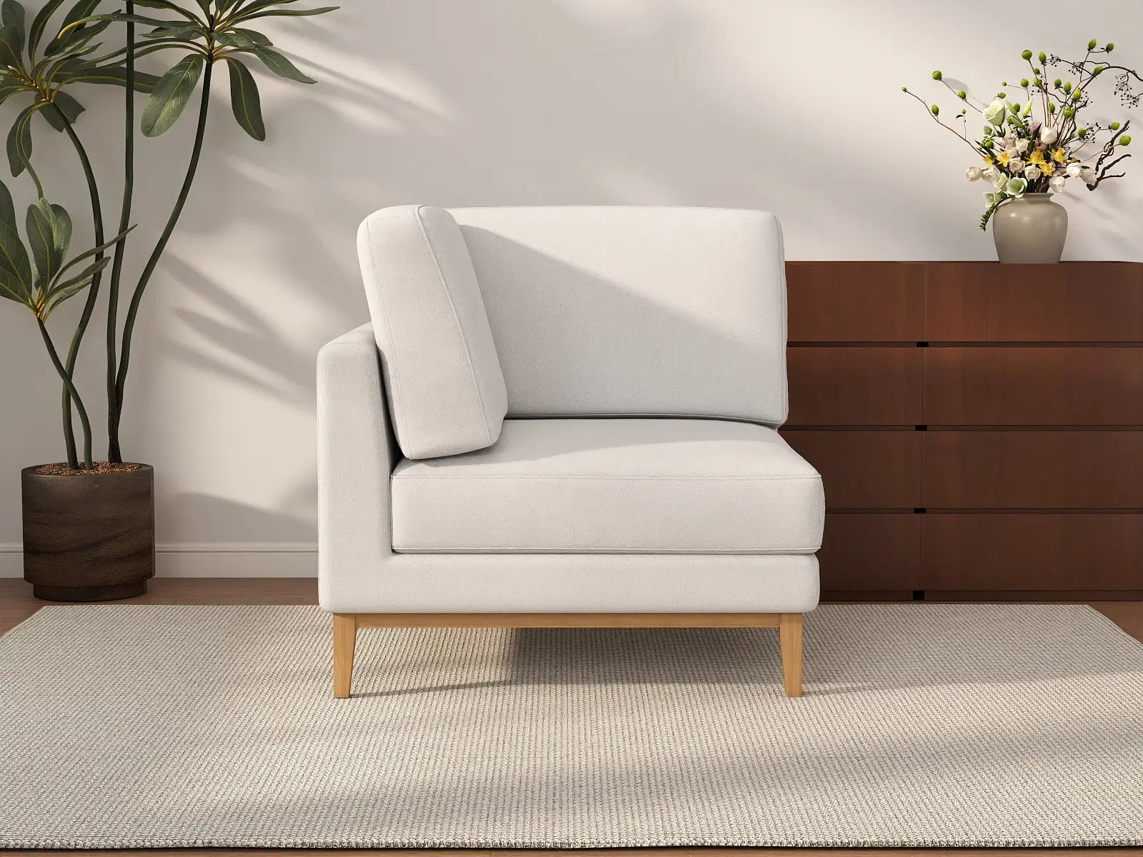 Deluxe Cloud 1-Seater White Small Space Single Sofa | 1-Piece, Linen Look Poly Fabric, Living Room Accent, Easy To Clean