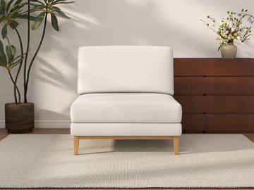 Sofá individual Deluxe Cloud de 1 plaza blanco para espacios pequeños | 1 pieza, tela de poliéster con aspecto de lino, acento para sala de estar, fácil de limpiar