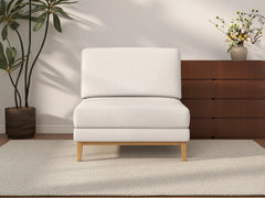 Deluxe Cloud 1-Seater White Small Space Single Sofa | 1-Piece, Linen Look Poly Fabric, Living Room Accent, Easy To Clean