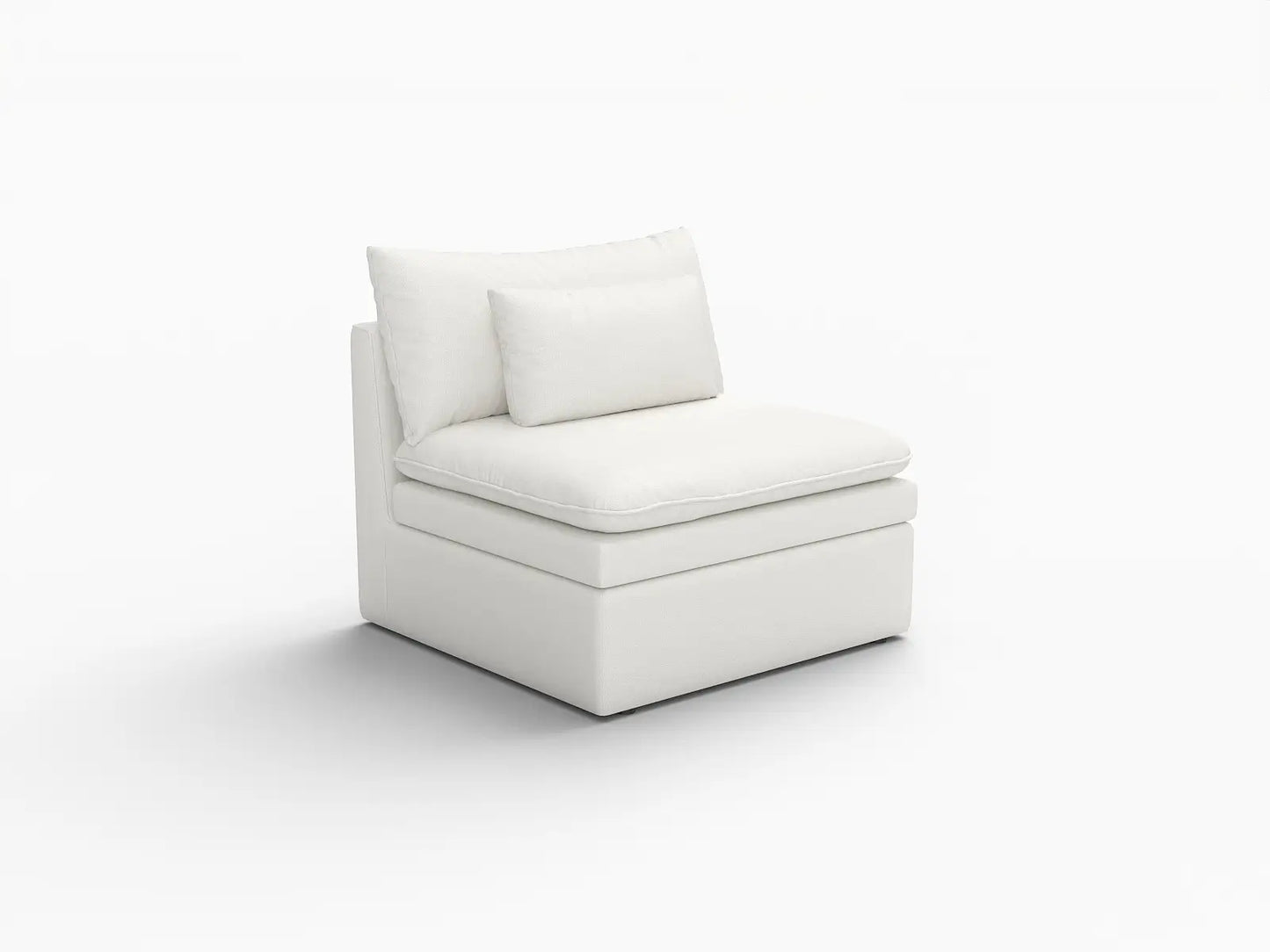 Sofá individual de una plaza Deluxe Cloud, blanco, para espacios pequeños | 1 pieza, tejido de poliéster con aspecto de lino, decorativo para sala de estar, fácil de limpiar