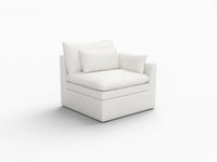 Deluxe Cloud 1-Seater White Small Space Single Sofa | 1-Piece, Linen Look Poly Fabric, Living Room Accent, Easy To Clean