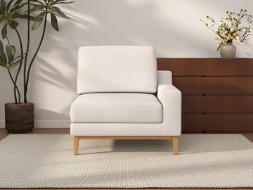 Sofá individual Deluxe Cloud de 1 plaza blanco para espacios pequeños | 1 pieza, tela de poliéster con aspecto de lino, acento para sala de estar, fácil de limpiar