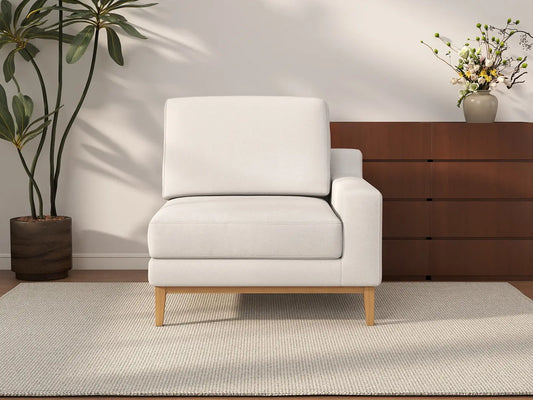 Sofá individual Deluxe Cloud de 1 plaza blanco para espacios pequeños | 1 pieza, tela de poliéster con aspecto de lino, acento para sala de estar, fácil de limpiar