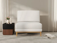 Deluxe Cloud 1-Seater White Small Space Single Sofa | 1-Piece, Linen Look Poly Fabric, Living Room Accent, Easy To Clean