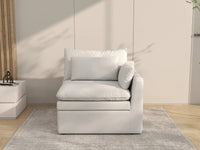Deluxe Cloud 1-Seater White Small Space Single Sofa | 1-Piece, Linen Look Poly Fabric, Living Room Accent, Easy To Clean