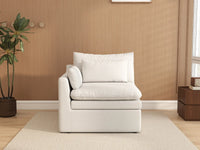 Sofá individual blanco de una plaza Deluxe Cloud para espacios pequeños | 1 pieza, tela de poliéster con aspecto de lino, decorativo para sala de estar, fácil de limpiar