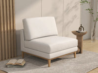 Deluxe Cloud 1-Seater White Small Space Single Sofa | 1-Piece, Linen Look Poly Fabric, Living Room Accent, Easy To Clean