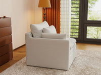 Sofá individual blanco de una plaza Deluxe Cloud para espacios pequeños | 1 pieza, tela de poliéster con aspecto de lino, decorativo para sala de estar, fácil de limpiar