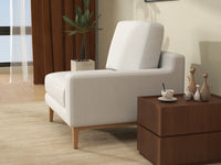 Deluxe Cloud 1-Seater White Small Space Single Sofa | 1-Piece, Linen Look Poly Fabric, Living Room Accent, Easy To Clean