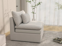 Sofá individual de una plaza Deluxe Cloud, blanco, para espacios pequeños | 1 pieza, tejido de poliéster con aspecto de lino, decorativo para sala de estar, fácil de limpiar