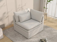 Deluxe Cloud 1-Seater White Small Space Single Sofa | 1-Piece, Linen Look Poly Fabric, Living Room Accent, Easy To Clean
