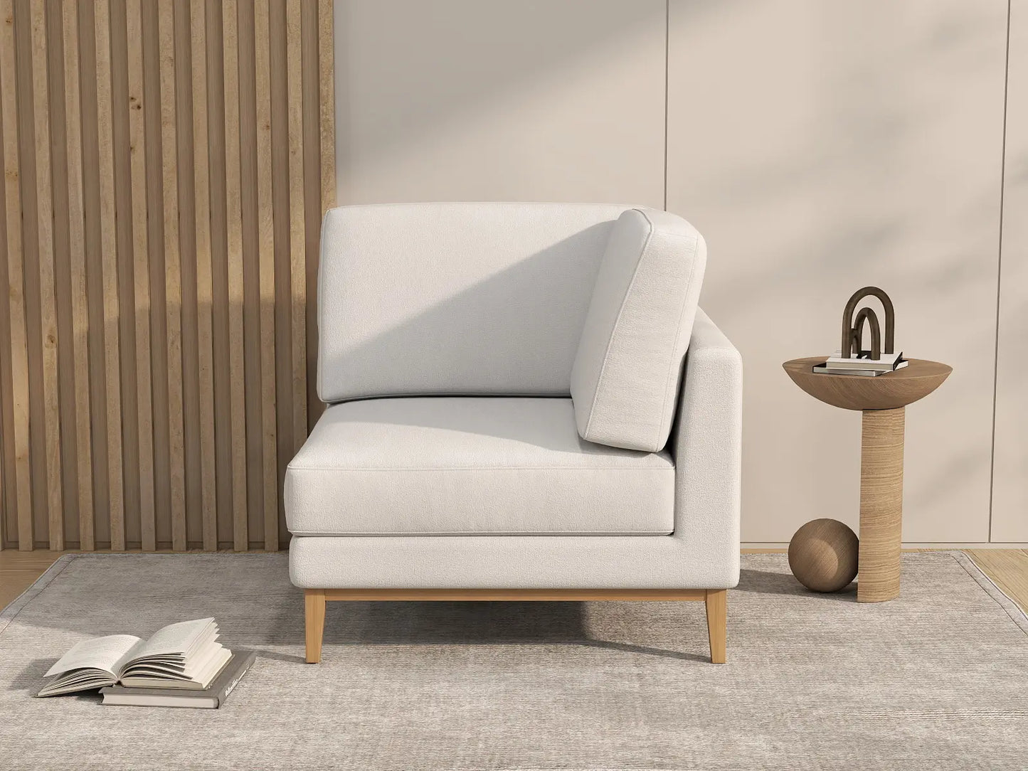 Deluxe Cloud 1-Seater White Small Space Single Sofa | 1-Piece, Linen Look Poly Fabric, Living Room Accent, Easy To Clean