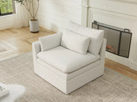 Sofá individual blanco de una plaza Deluxe Cloud para espacios pequeños | 1 pieza, tela de poliéster con aspecto de lino, decorativo para sala de estar, fácil de limpiar