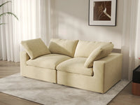 Deluxe Cloud 2-Seater Beige Loveseat | 2-Piece, Velvet Fabric, Small Space Seating, Washable Cushion Covers