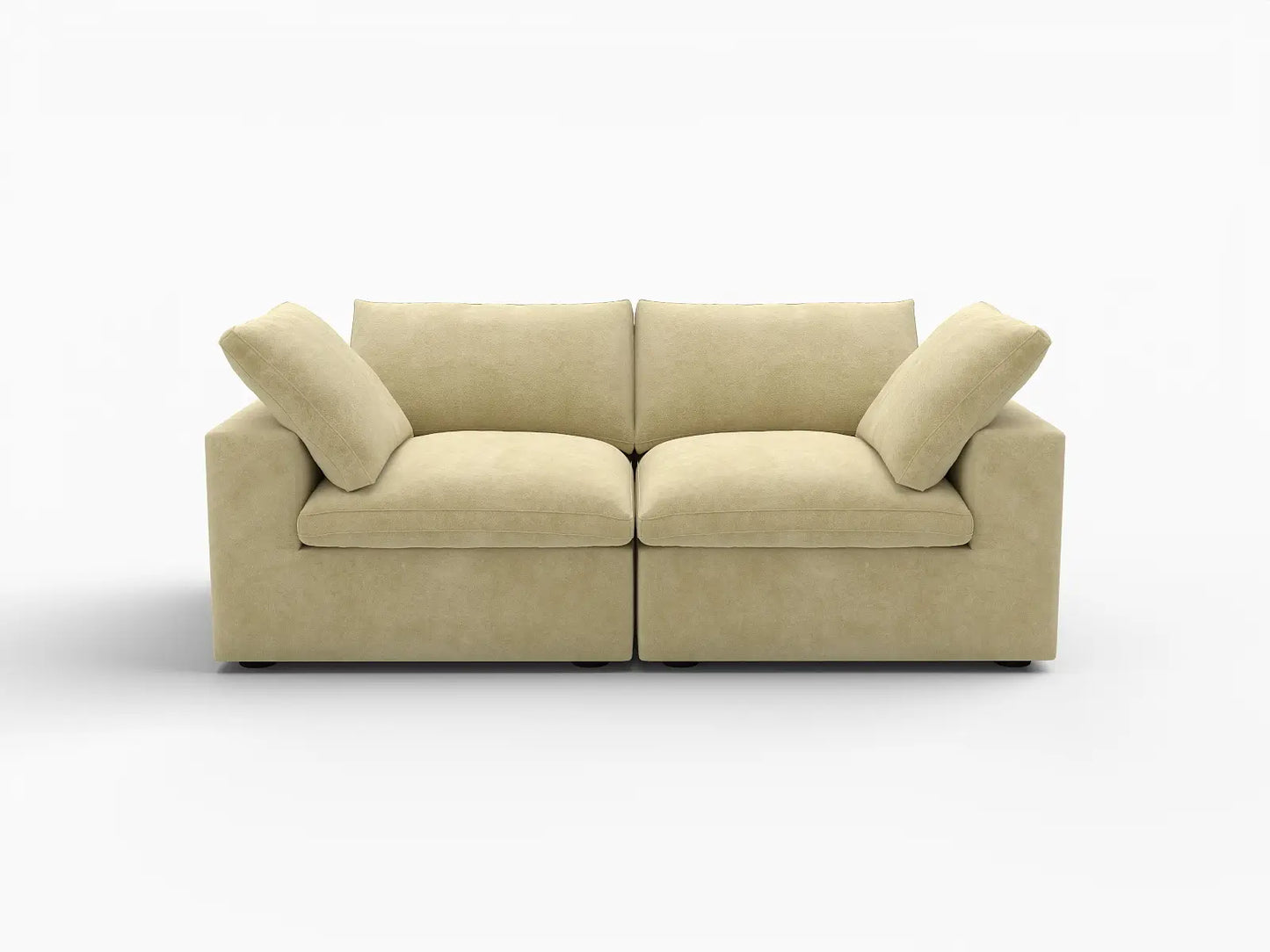 Deluxe Cloud 2-Seater Beige Loveseat | 2-Piece, Velvet Fabric, Small Space Seating, Washable Cushion Covers