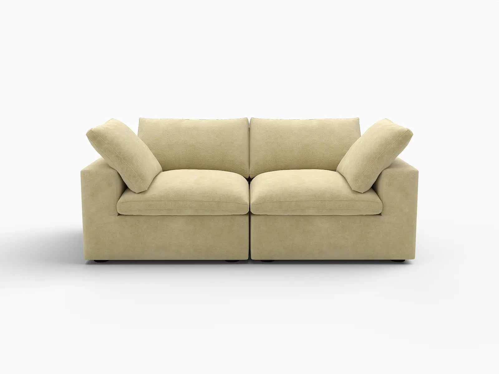 Deluxe Cloud 2-Seater Beige Loveseat | 2-Piece, Velvet Fabric, Small Space Seating, Washable Cushion Covers