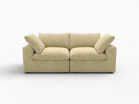 Deluxe Cloud 2-Seater Beige Loveseat | 2-Piece, Velvet Fabric, Small Space Seating, Washable Cushion Covers