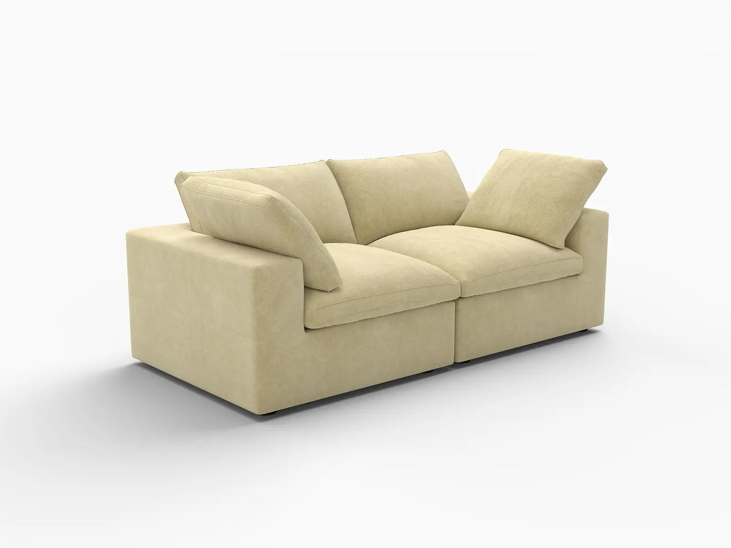 Deluxe Cloud 2-Seater Beige Loveseat | 2-Piece, Velvet Fabric, Small Space Seating, Washable Cushion Covers
