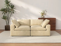 Deluxe Cloud 2-Seater Beige Loveseat | 2-Piece, Velvet Fabric, Small Space Seating, Washable Cushion Covers