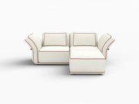 Deluxe Cloud 2-Seater Beige Small Space Chaise Sectional | 3-Piece (Includes 1 Ottoman), Bouclé Sherpa-Like Fabric, Easy To Clean