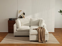 Seccional Chaise Nube Deluxe para 2 Asientos en Beige para Espacios Pequeños | 3 Piezas (Incluye 1 Otomana), Tela de Chenilla Mezcla de Lino, Fácil de Limpiar