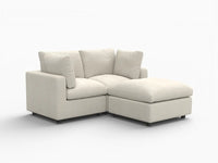 Seccional Chaise Nube Deluxe para 2 Asientos en Beige para Espacios Pequeños | 3 Piezas (Incluye 1 Otomana), Tela de Chenilla Mezcla de Lino, Fácil de Limpiar