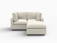 Seccional Chaise Nube Deluxe para 2 Asientos en Beige para Espacios Pequeños | 3 Piezas (Incluye 1 Otomana), Tela de Chenilla Mezcla de Lino, Fácil de Limpiar