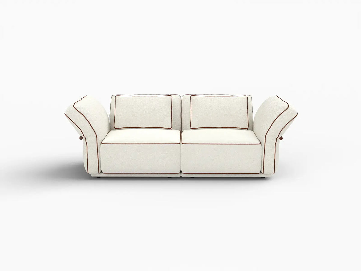 Deluxe Cloud 2-Seater Beige Small Space Loveseat | 2-Piece, Bouclé Sherpa-Like Fabric, Easy To Clean