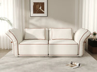 Deluxe Cloud 2-Seater Beige Small Space Loveseat | 2-Piece, Bouclé Sherpa-Like Fabric, Easy To Clean
