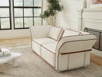 Deluxe Cloud 2-Seater Beige Small Space Loveseat | 2-Piece, Bouclé Sherpa-Like Fabric, Easy To Clean