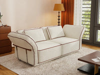 Deluxe Cloud 2-Seater Beige Small Space Loveseat | 2-Piece, Bouclé Sherpa-Like Fabric, Easy To Clean