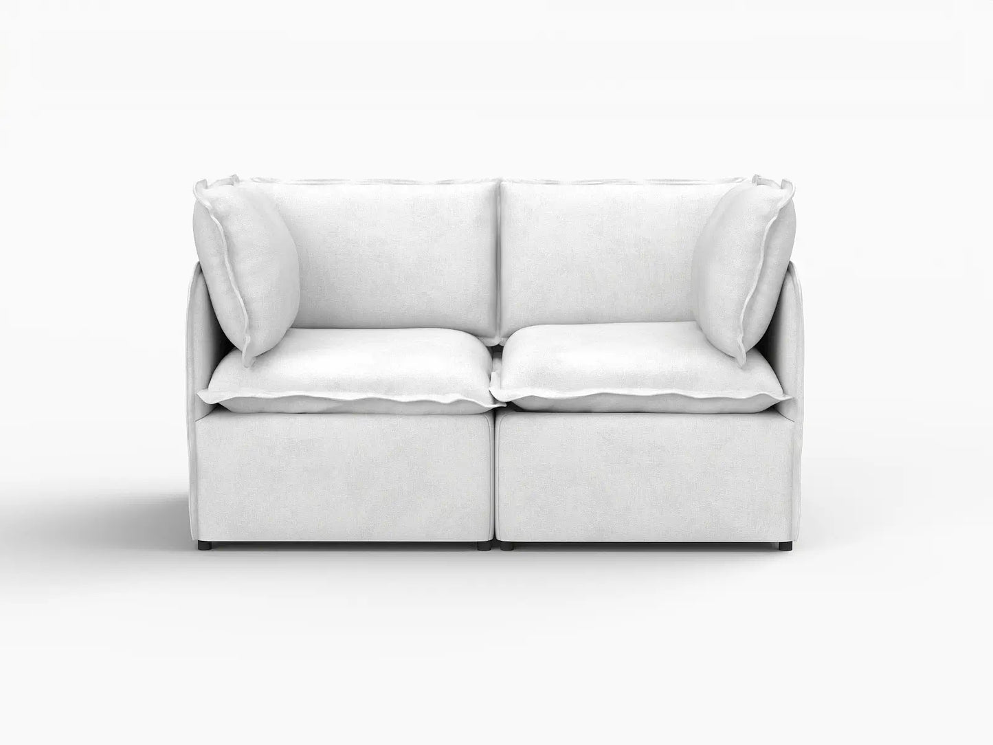Deluxe Cloud 2-Seater Beige Small Space Loveseat | 2-Piece, Linen Look Poly Fabric, Easy To Clean