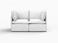 Deluxe Cloud 2-Seater Beige Small Space Loveseat | 2-Piece, Linen Look Poly Fabric, Easy To Clean