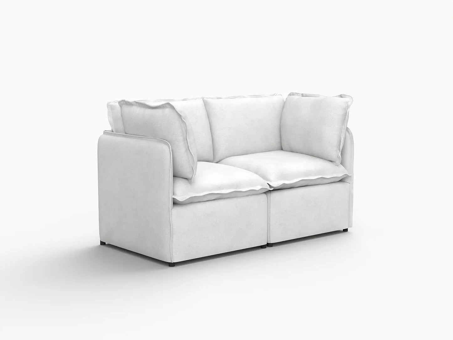 Deluxe Cloud 2-Seater Beige Small Space Loveseat | 2-Piece, Linen Look Poly Fabric, Easy To Clean