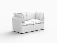 Deluxe Cloud 2-Seater Beige Small Space Loveseat | 2-Piece, Linen Look Poly Fabric, Easy To Clean