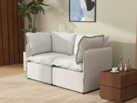 Deluxe Cloud 2-Seater Beige Small Space Loveseat | 2-Piece, Linen Look Poly Fabric, Easy To Clean