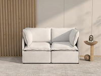 Deluxe Cloud 2-Seater Beige Small Space Loveseat | 2-Piece, Linen Look Poly Fabric, Easy To Clean