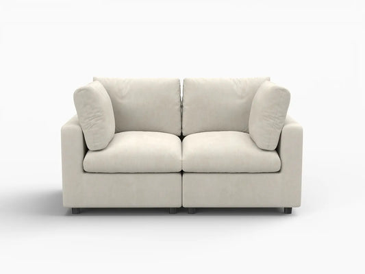 Lounge Cloud Sectional Sofa Covers | Beige Linen-Blend Chenille Sofa Cover for 2-Seater