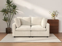 Sofá de dos plazas Deluxe Cloud beige para espacios pequeños | 2 piezas, tela de chenilla con mezcla de lino, fácil de limpiar